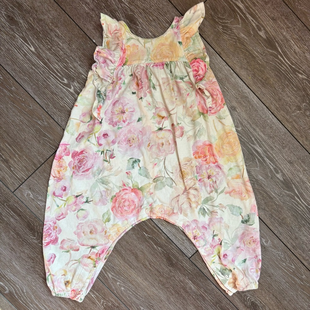 Next Pink and Cream Floral Jumpsuit